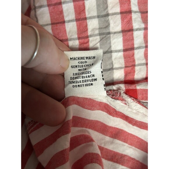 Habitat Red Plaid Textured Button Down Shirt Top Womens Large Outdoors Retro - Picture 8 of 8